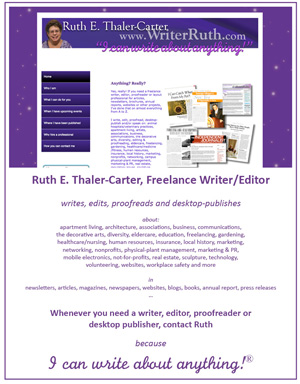 Ruth E. Thaler-Carter, Writer/Editor Featured Graphic